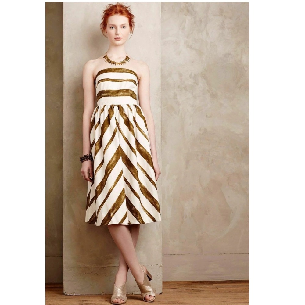 Moulinette‎ Soeurs Paint Stripe x Anthropologie Dress Size 2 MSRP $178